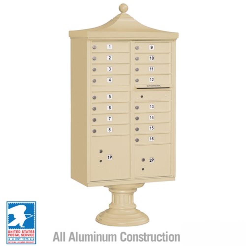 Salsbury Regency Decorative Cluster Box Unit | 16 Doors and 2 Parcel Lockers with USPS Access – Type 3