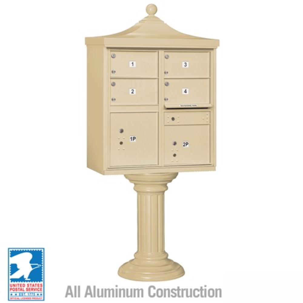 Salsbury Regency Decorative Cluster Box Unit | 4 Doors and 2 Parcel Lockers with USPS Access – Type 5