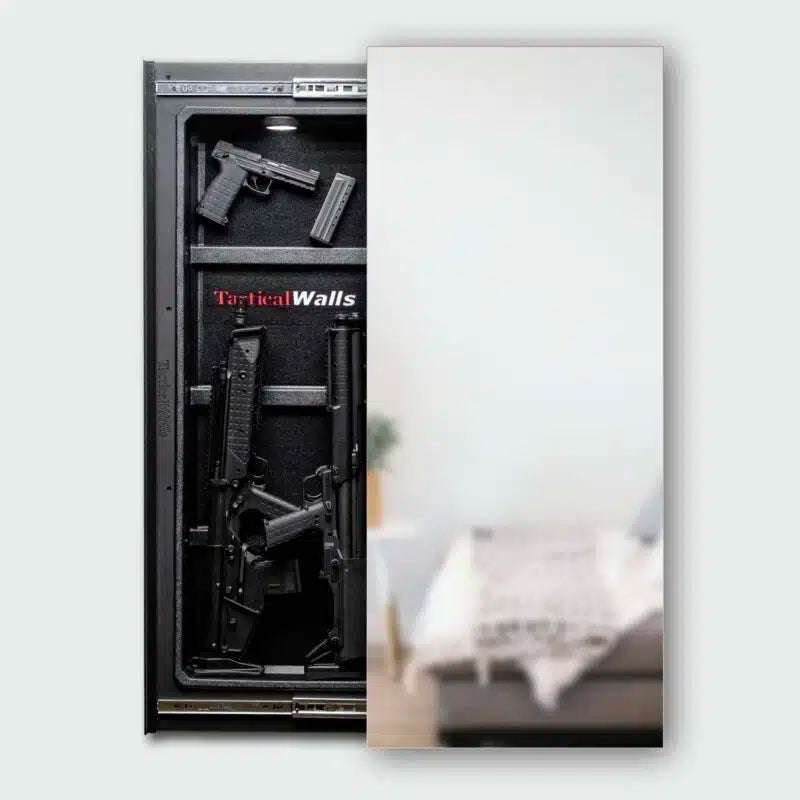 Tactical Walls BM1440FM — open mirror with example equipment
